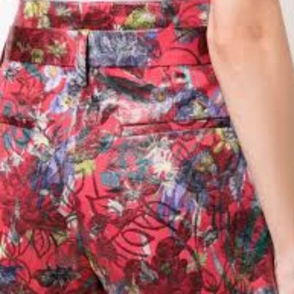 IRO Floral Belted Brocade Jacquard High-Rise Shorts Red/Multi Size 38 (6) Luxury - Picture 4 of 13